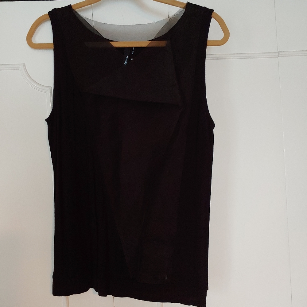 Black sleeveless sheer front